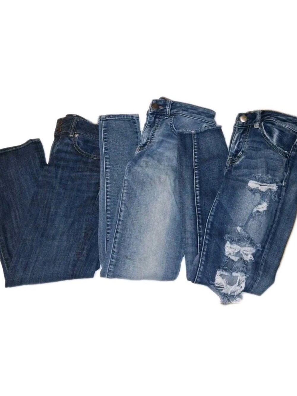 American Eagle Women's Size 2 Blue Super Stretch Jeans LOT OF THREE